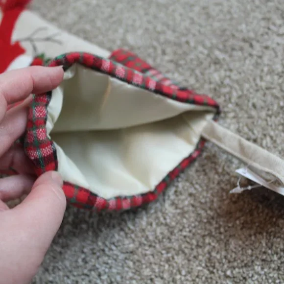 Hobby Lobby Country Snowman Christmas Stocking Bells Plaid Tan Let it Snow NWT - Picture 5 of 5